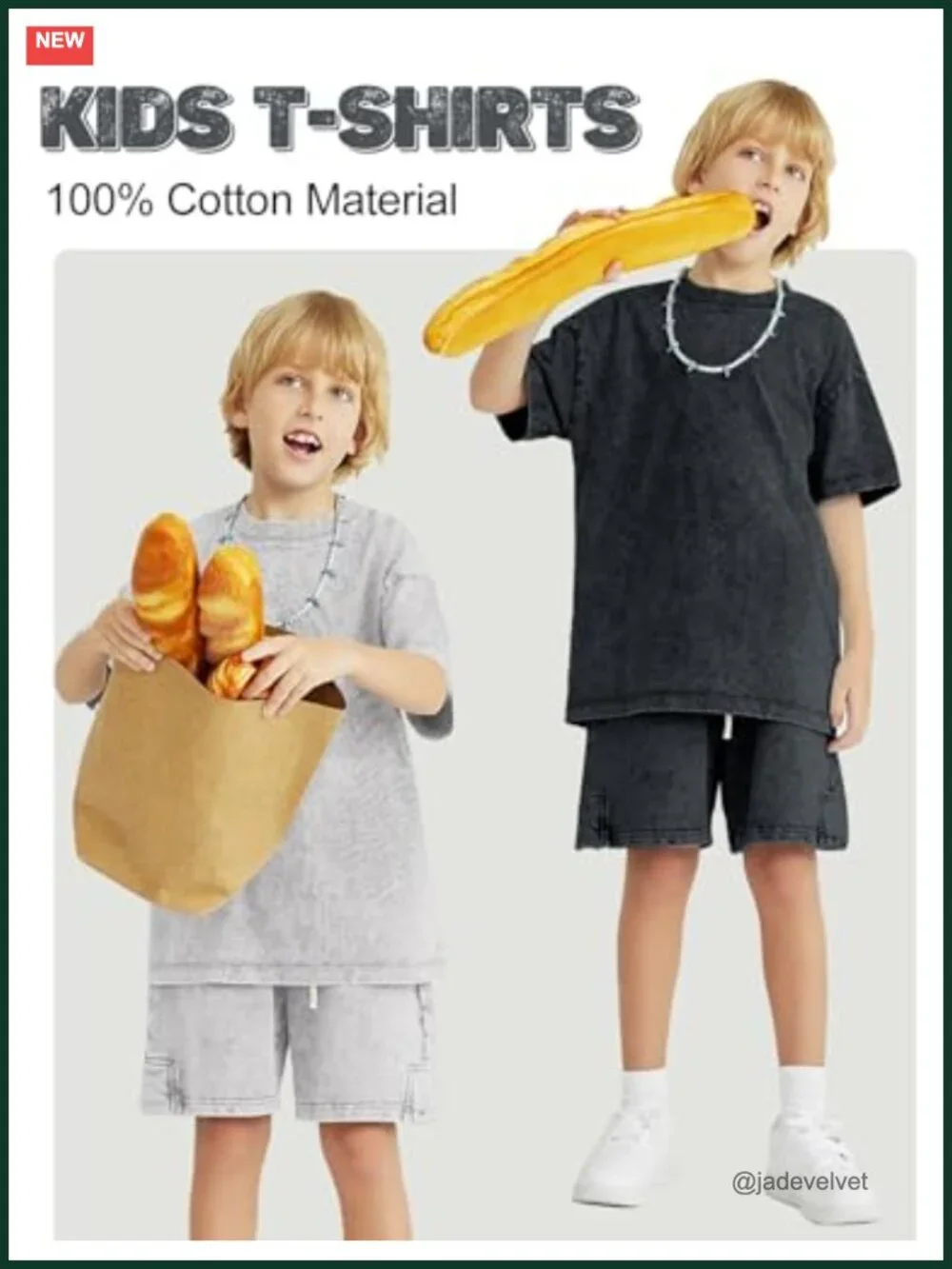 3 Pack Kids Cotton Acid Washed Oversized Tee Shirts